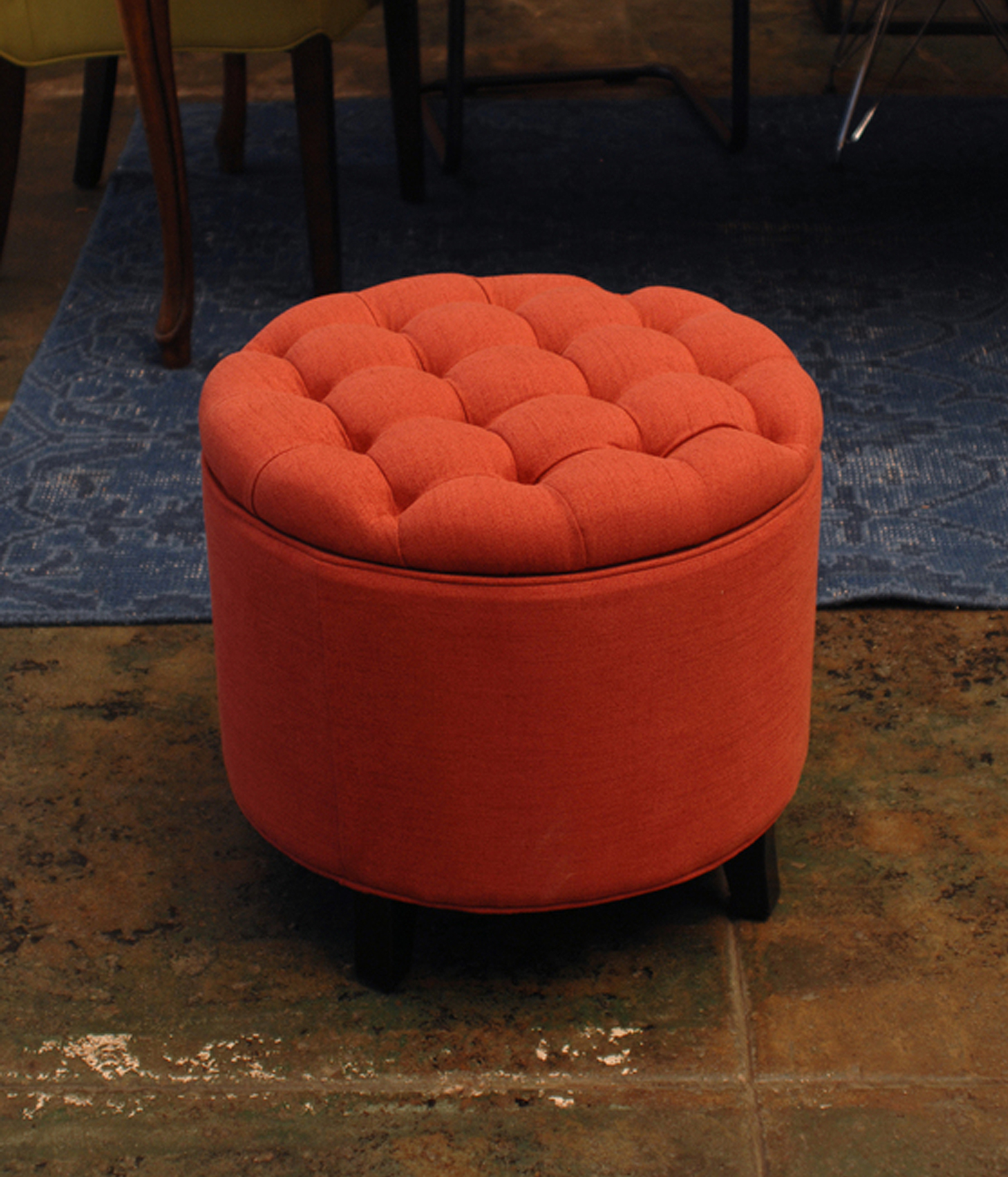 Avery Tufted Round Storage Ottoman Persimmon