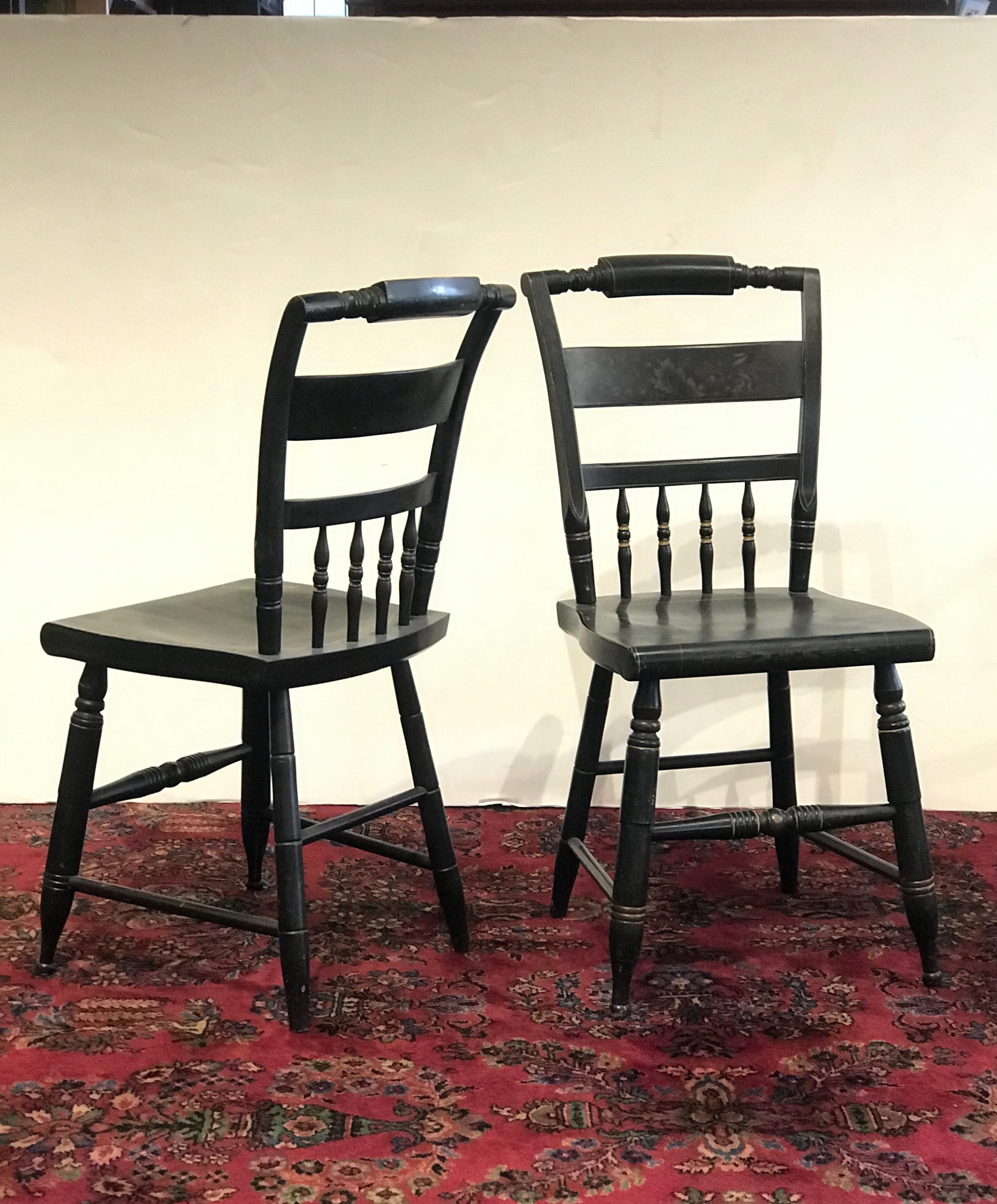 American Antique Side Chairs Painted Black Set Of 6 Harrington