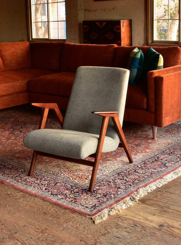 Grey mid century modern style chair