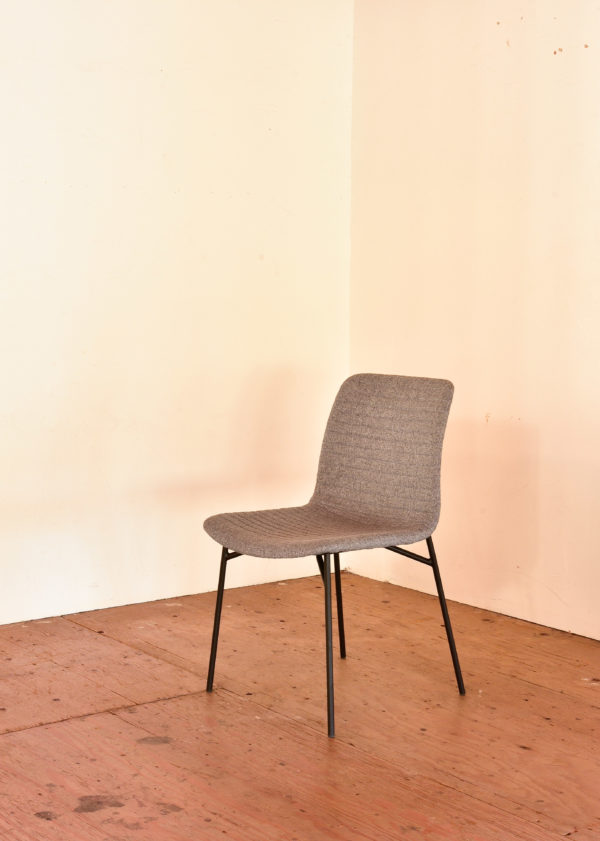 Grey ribbed mid century modern style chair