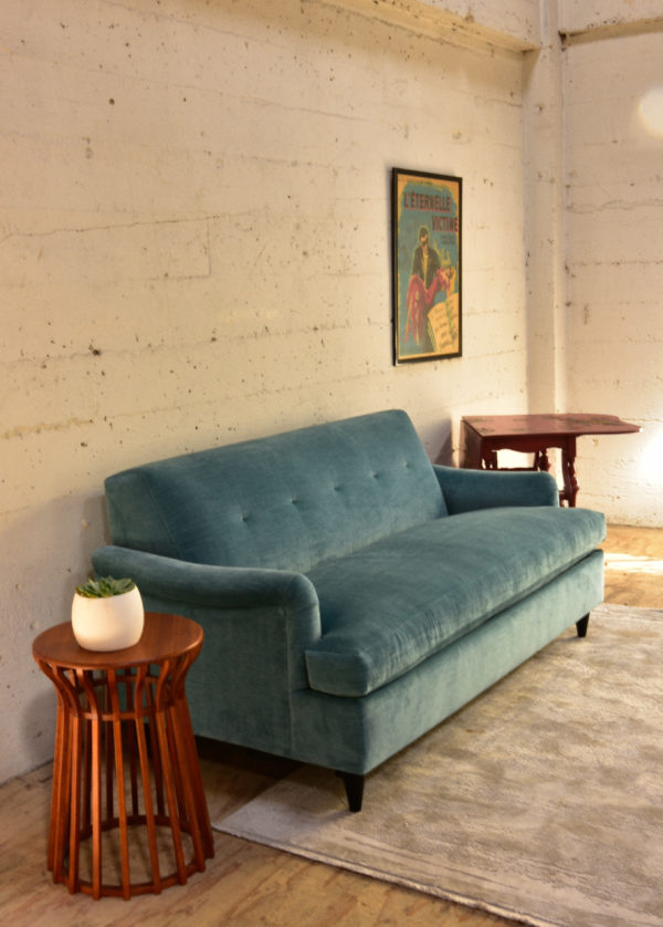 Blue sofa bed in living room
