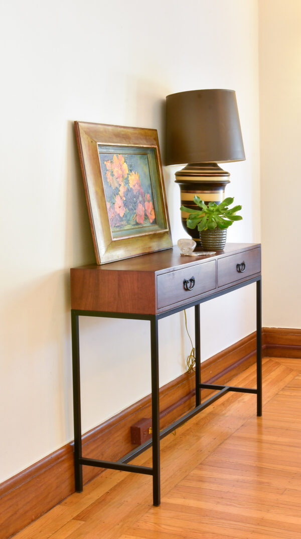 Wooden console table in living room
