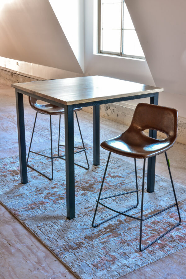 Leather dining stools and table